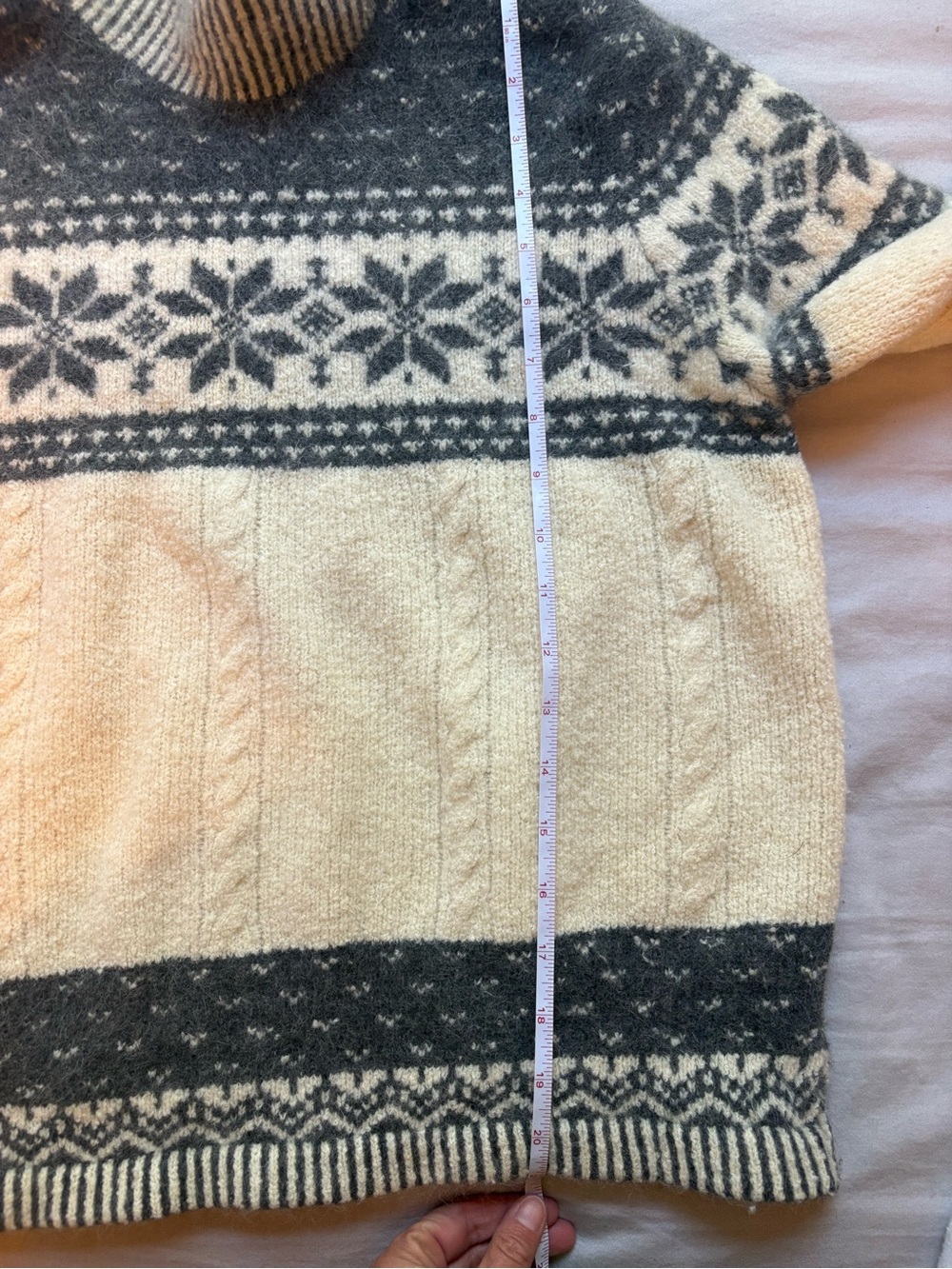Vintage Lord & Taylor M Lambswool Angora Fair Isle Mock Neck Sweater UK - Picture 7 of 10